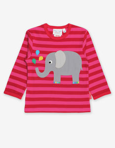 Organic Pink Stripe Elly Applique T-Shirt