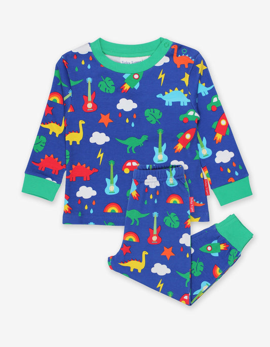 Schlafanzug mit farbenfrohem Blu Print, Bio Baumwolle
