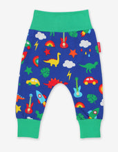 Load image into Gallery viewer, Baby pants made from organic cotton with dinosaur and car print
