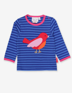 Long-sleeved shirt made from organic cotton with bird appliqué