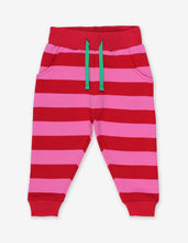 Load image into Gallery viewer, Striped baby pants made from organic cotton, pink and red stripes
