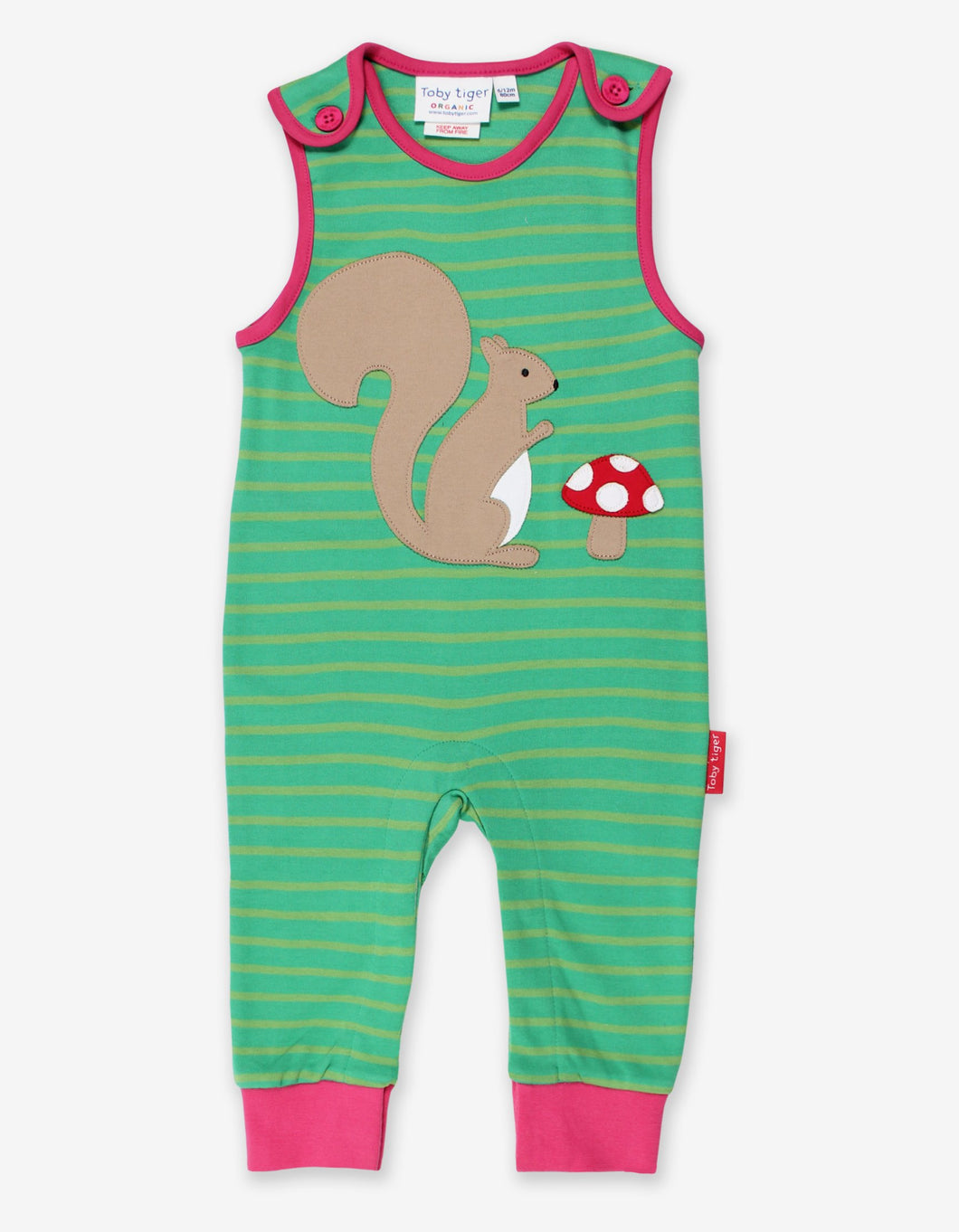 Onesie made from organic cotton with a squirrel motif