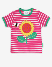 Laden Sie das Bild in den Galerie-Viewer, T-Shirt aus Bio Baumwolle mit Sonnenblume Applikation
