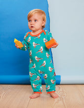 Load image into Gallery viewer, Organic Teal Seagull Print Sleepsuit
