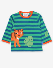Load image into Gallery viewer, Long-sleeved shirt with tiger appliqué made from organic cotton
