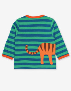 Long-sleeved shirt with tiger appliqué made from organic cotton