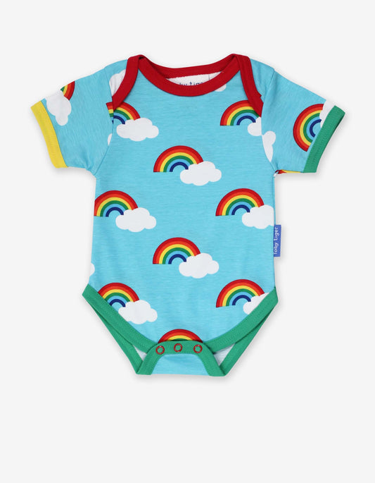 Organic Turquoise Rainbow Print Baby Body