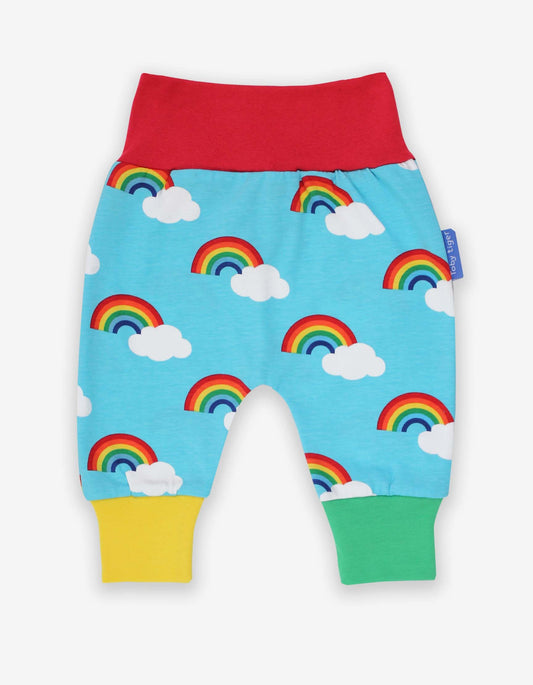 Organic Turquoise Rainbow Print Yoga Pants
