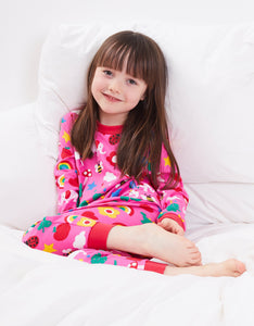Pajamas with colorful pink print, organic cotton