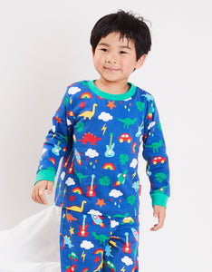 Schlafanzug mit farbenfrohem Blu Print, Bio Baumwolle