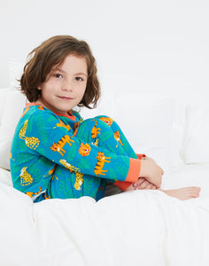 Pajamas with big cat motif in organic cotton