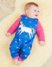 Load image into Gallery viewer, Romper with straps and unicorn appliqué made from organic cotton
