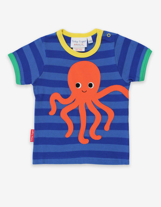 T-shirt with octopus appliqué made from organic cotton