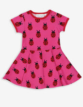 Load image into Gallery viewer, Organic skater dress with ladybug appliqué
