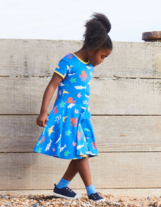 Kleid, kurze Ärmel, Bio Baumwolle mit Sealife-Print