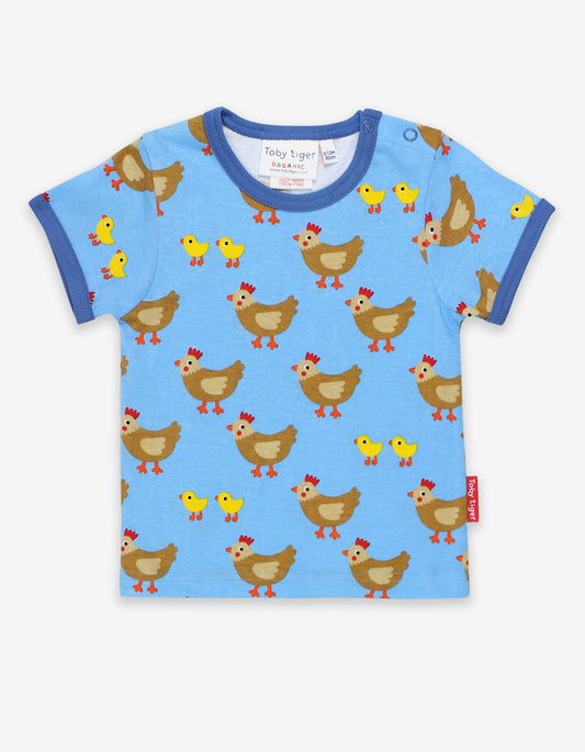 T-Shirt mit Hühner Print, Bio-Baumwolle