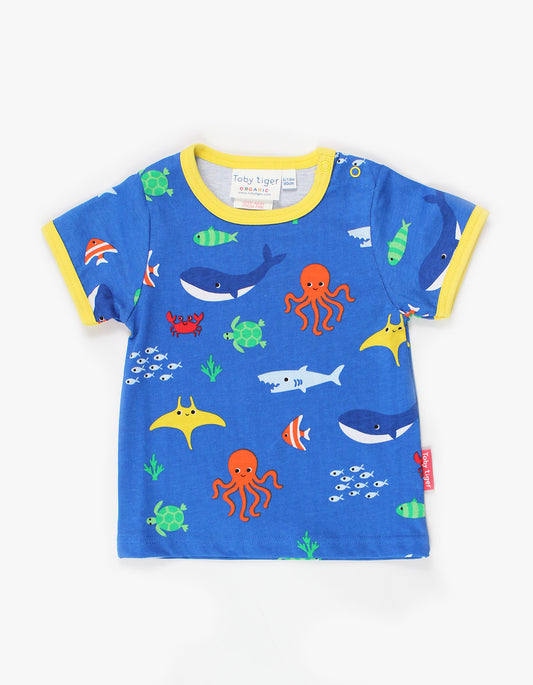 T-shirt sea creatures print, organic cotton