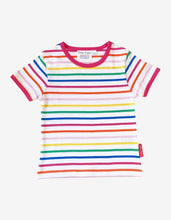Laden Sie das Bild in den Galerie-Viewer, T-Shirt mit Pink Regenbogenstreifen aus Bio-Baumwolle
