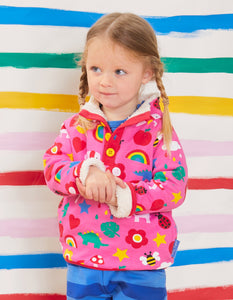 Sweatshirt with fleece lining made from organic cotton with a colorful print