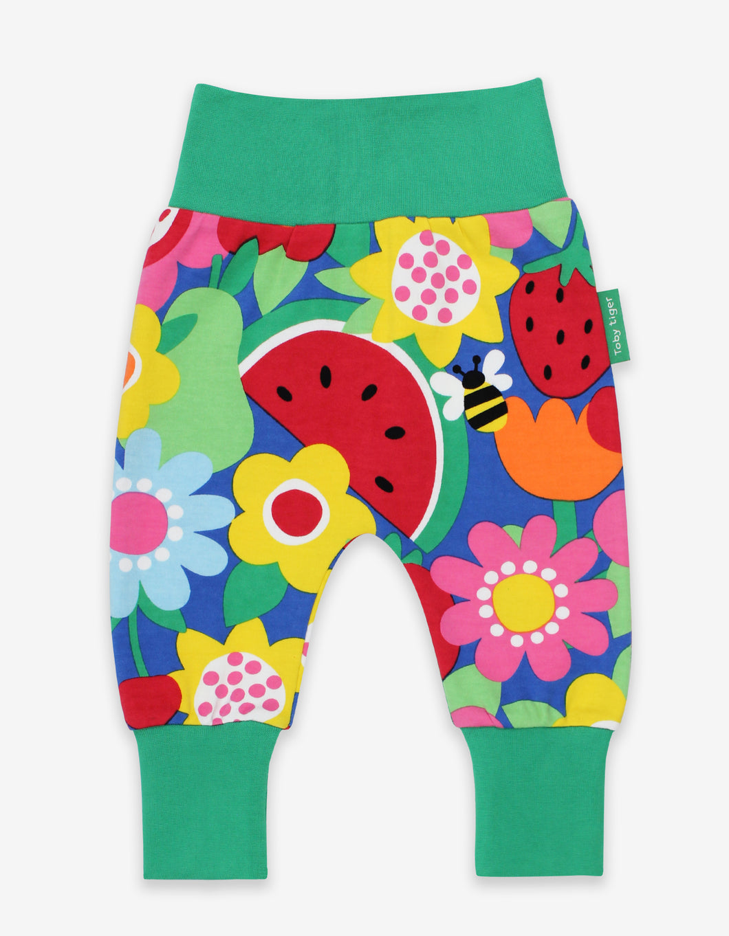 Baby pants, organic cotton with fruit flower print