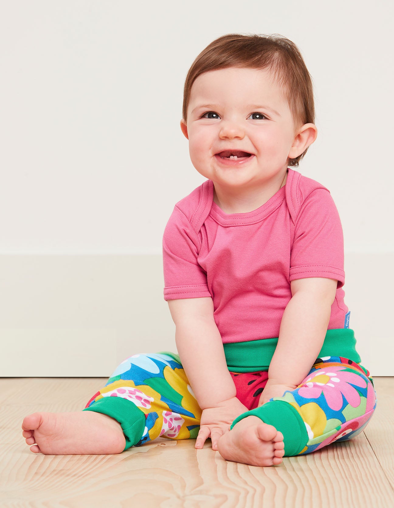Baby pants, organic cotton with fruit flower print