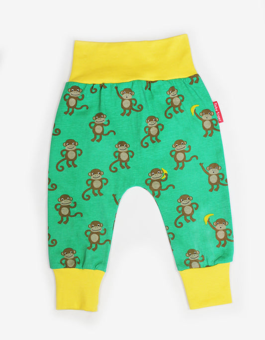 Organic yoga pants with monkey appliqué