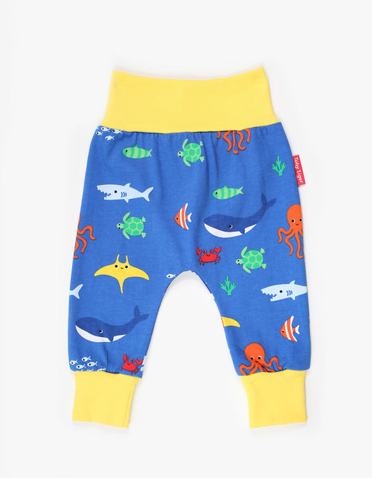 Baby pants, sea creatures print, organic cotton