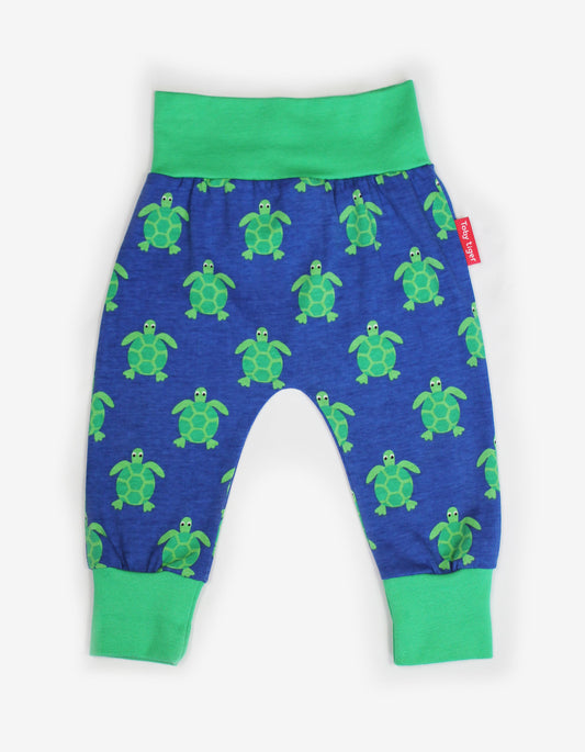 Baby trousers, turtle appliqué, organic cotton