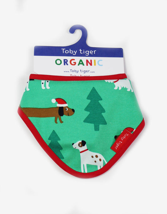 Triangle cloth, bib made of organic cotton with "Christmas dogs" print