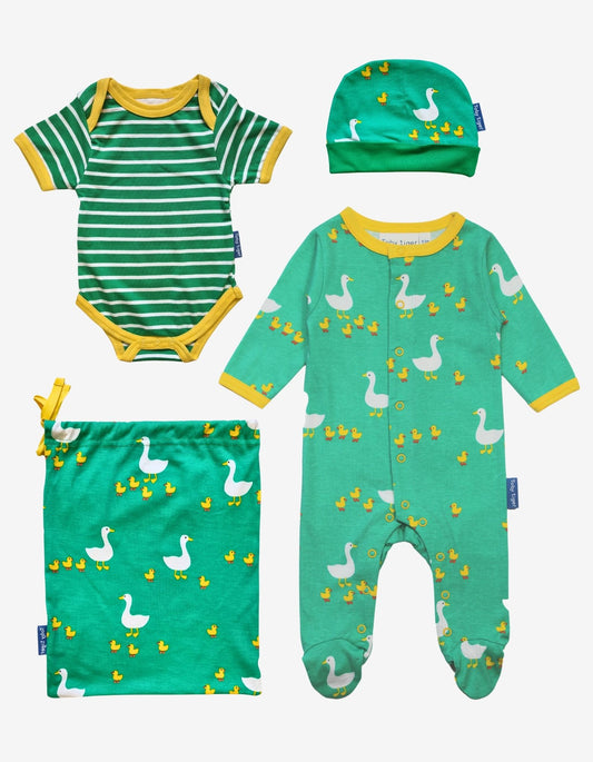 Organic cotton baby gift set with duck print