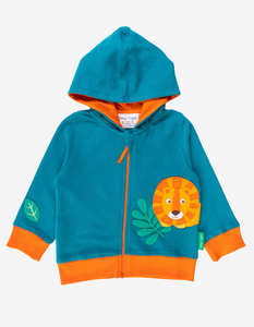 Hoodie with lion appliqué made from organic cotton