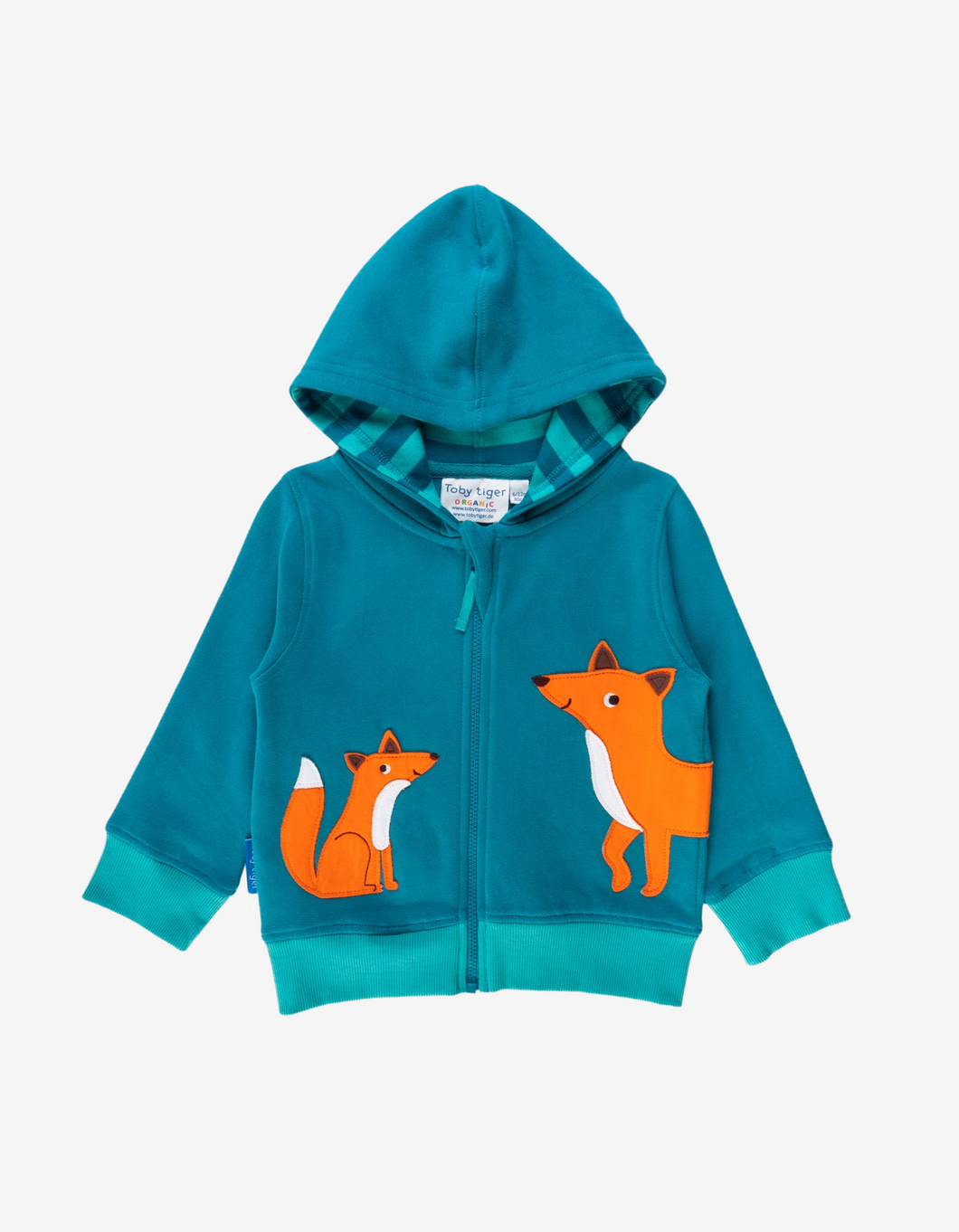 Organic cotton hoodie with fox applications