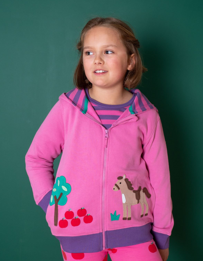 Hoodie with horse appliqués made from organic cotton
