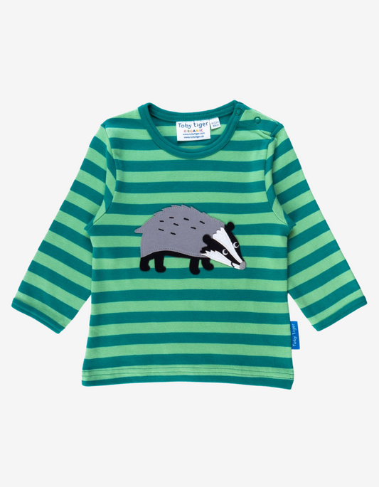 Organic cotton long-sleeved shirt with badger applications