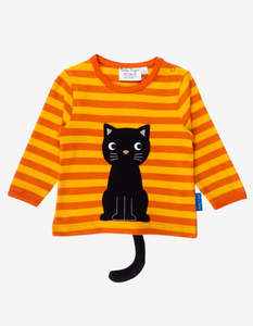 Langarmshirt aus Bio Baumwolle mit Katzen Applikation