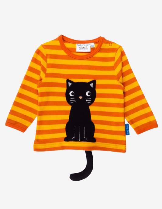 Langarmshirt aus Bio Baumwolle mit Katzen Applikation - Toby Tiger GmbH