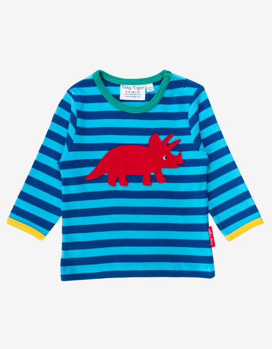 Organic cotton long-sleeved shirt with Triceratops applications