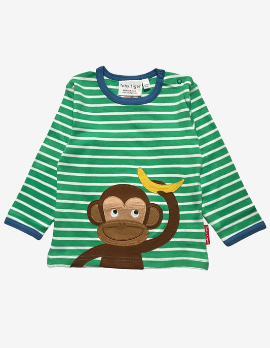 Bio Baumwoll - Langarmshirt mit "Affen" Applikationen - Toby Tiger GmbH