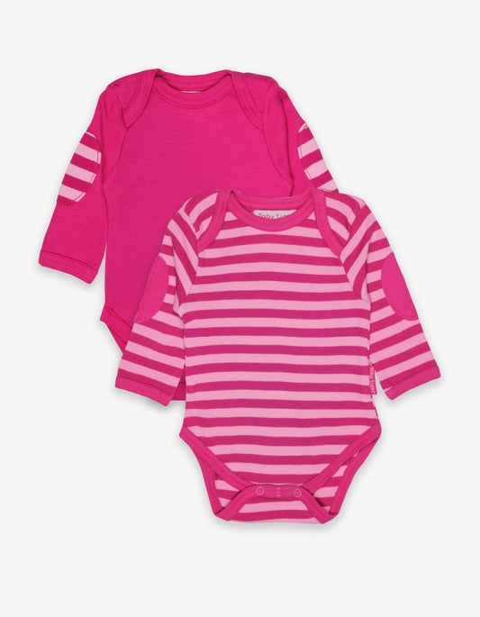 Langarm Baby Bodys in Rot und rosa gestreift aus Bio Baumwolle im Doppelpack - Toby Tiger GmbH