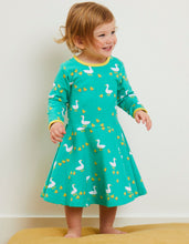 Load image into Gallery viewer, long-sleeved organic cotton dress and skater cut with duck print
