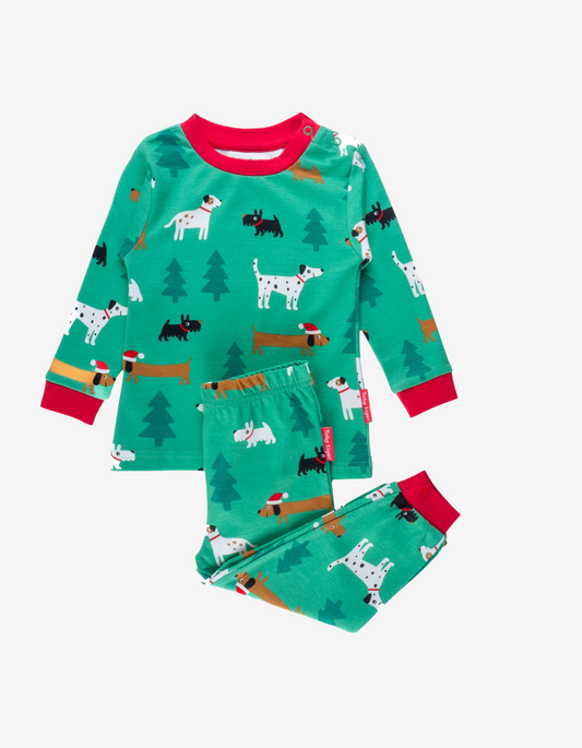 Organic cotton pajamas with "Christmas Dog" print