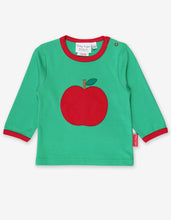 Load image into Gallery viewer, Long-sleeved shirt with apple appliqué in organic cotton
