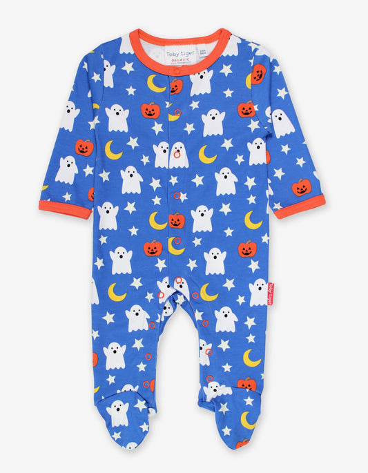 Pajamas, one-piece suits with Halloween motif made from organic cotton