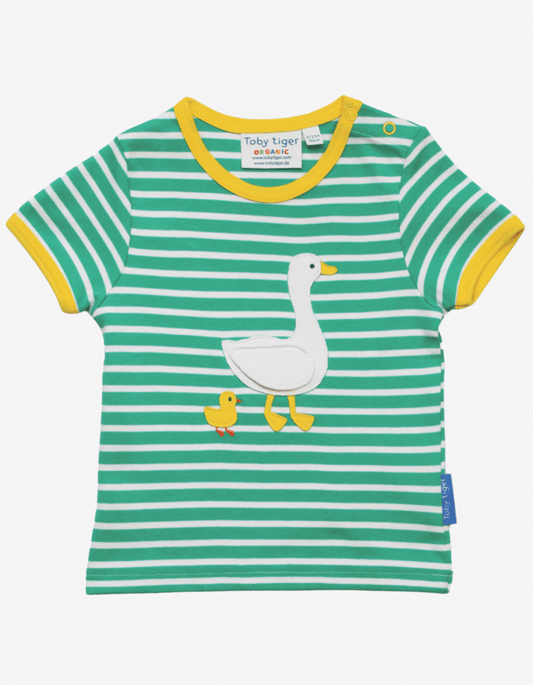 Short sleeve t-shirt made from organic cotton with duck appliqué