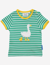 Laden Sie das Bild in den Galerie-Viewer, Kurzarm-T-Shirt aus Bio-Baumwolle mit Enten-Applikation
