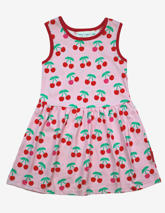 Organic cotton summer dress with cherry print