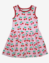 Load image into Gallery viewer, Organic cotton summer dress with cherry print
