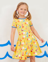 Laden Sie das Bild in den Galerie-Viewer, Skater Kleid aus Bio Baumwolle mit maritimem Print
