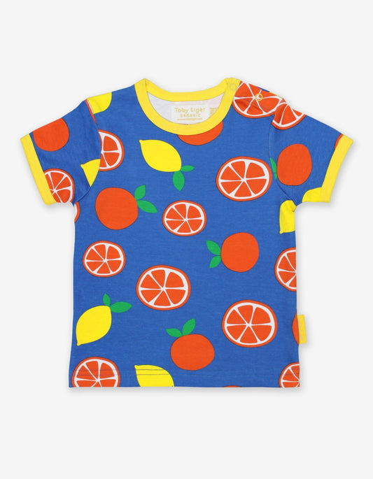 T-Shirt aus Bio Baumwolle mit Orangen und Zitronen Print - Toby Tiger GmbH